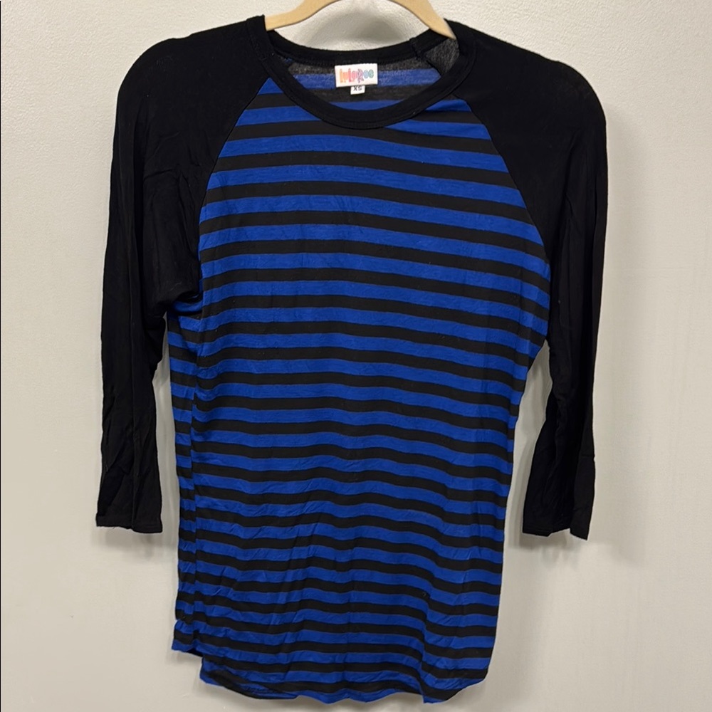 LuLaRoe Blue and Black Long Sleeve Tee